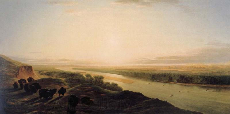 Jean-Baptiste Deshays A Herd of Bison Crossing the Missouri River